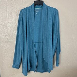 Coolibar Lumaleo Women's Long Sleeve Sun Wrap with Back Slit Blue XL UPF 50+
